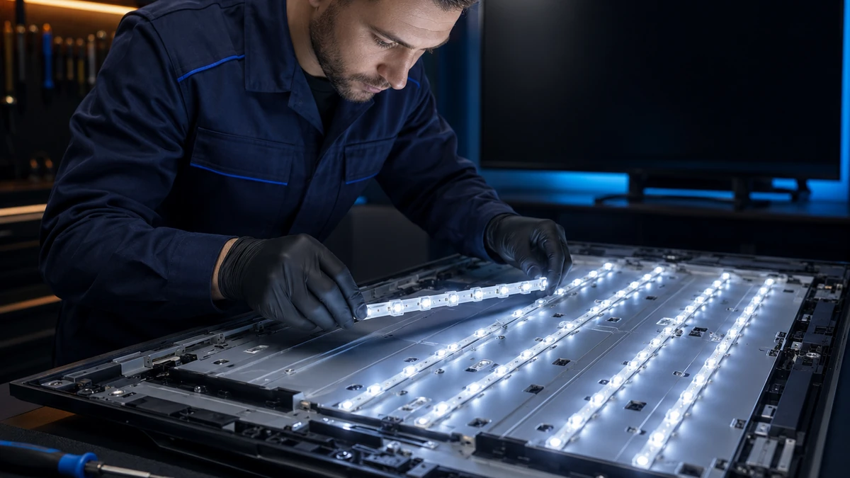 Мастер заменяет LED-подсветку телевизора